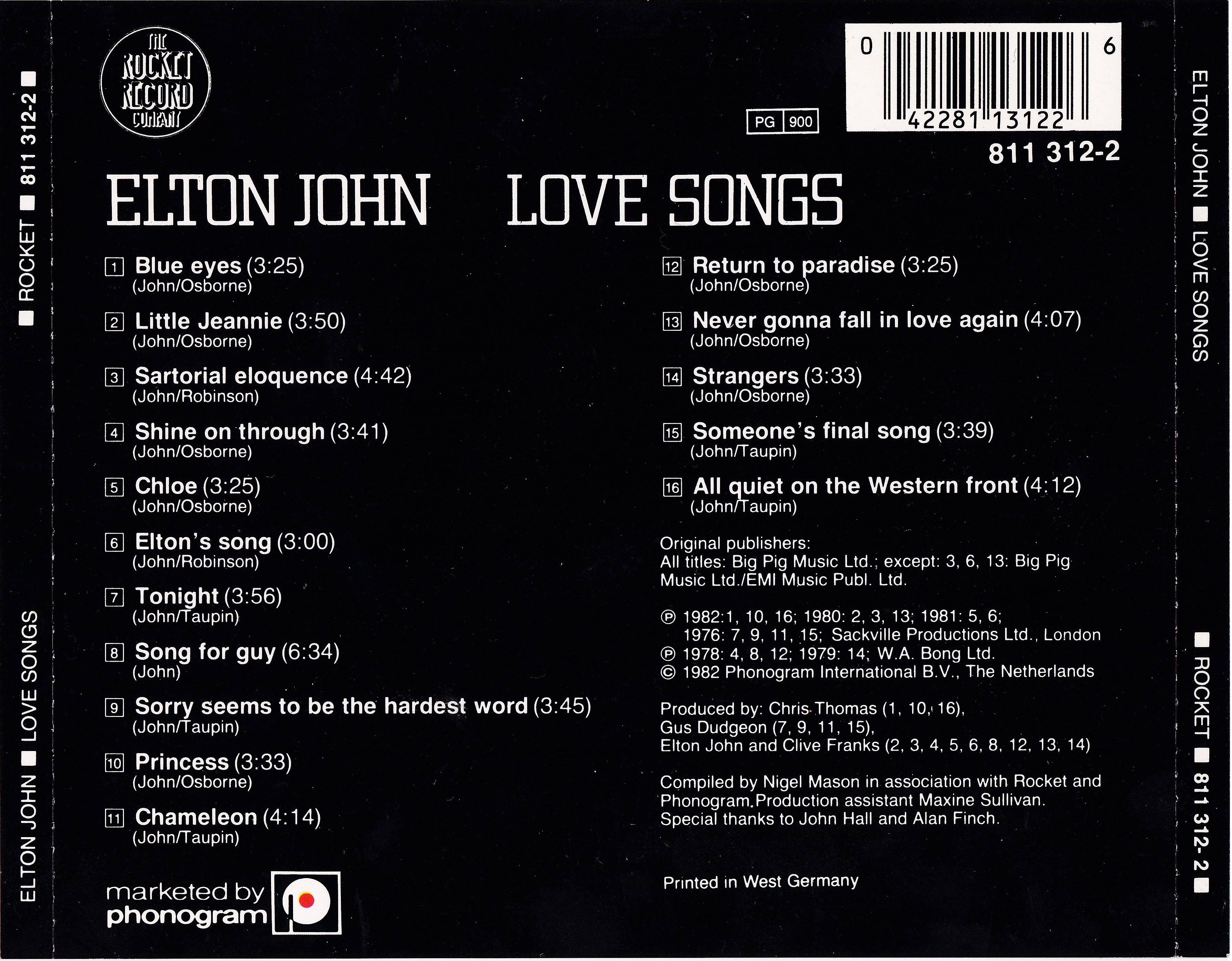 Elton John Love Songs [ak d]